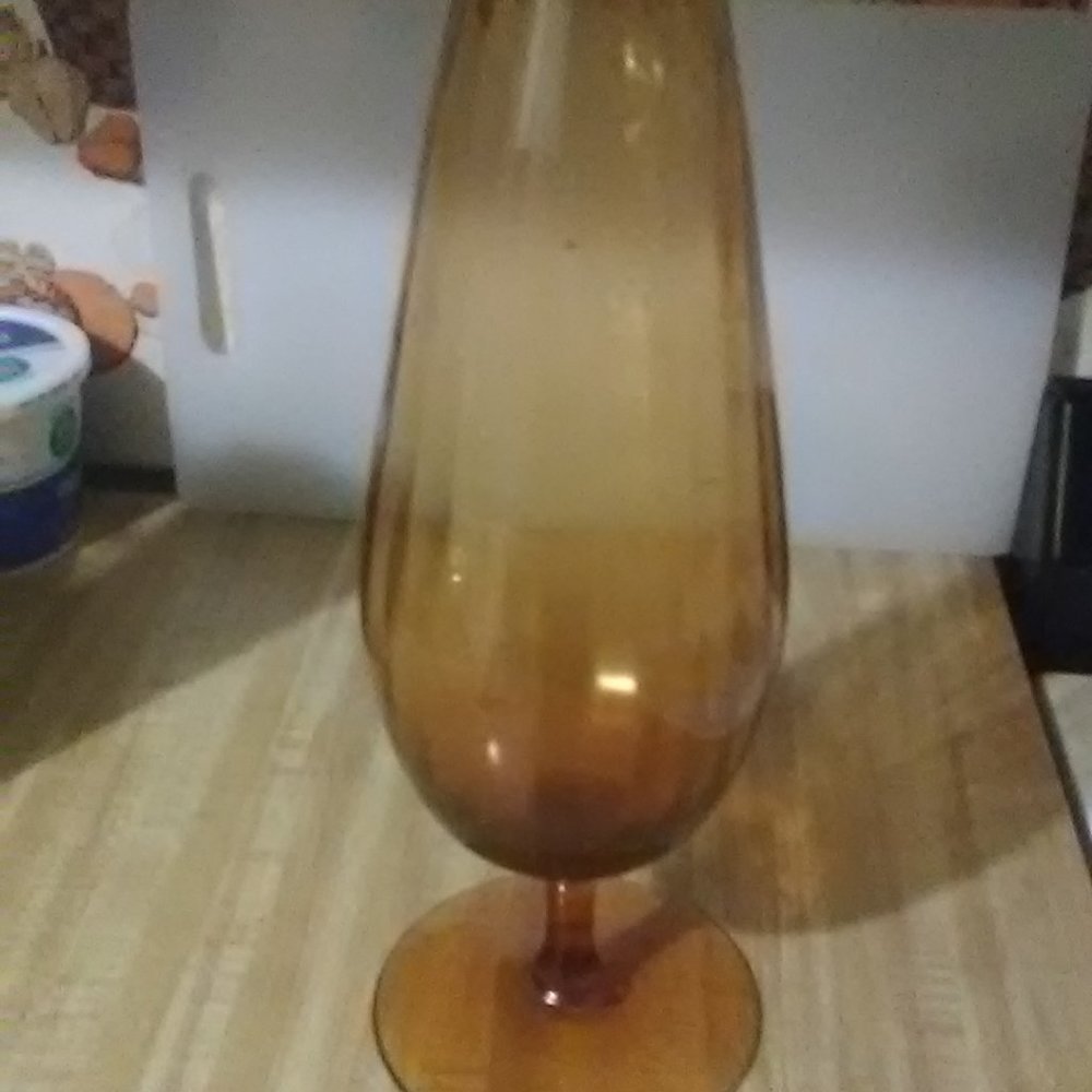 vintage amber glass vase